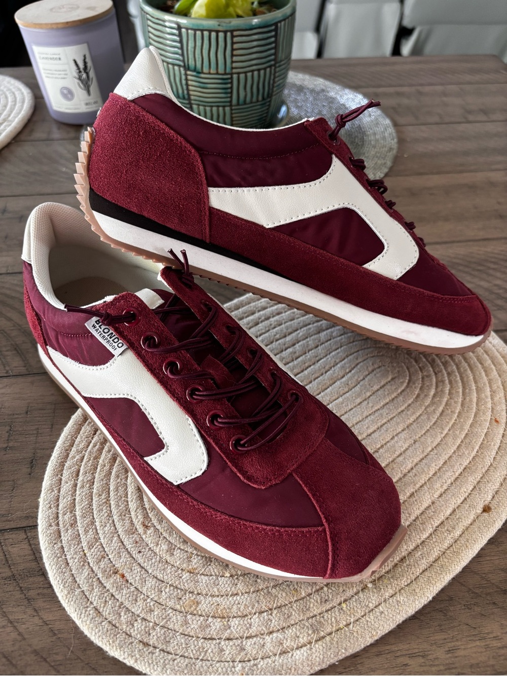 Blondo waterproof Burgundy and White Women's Athletic Sneakers